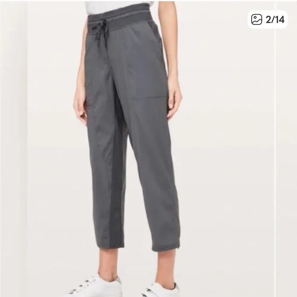 Lululemon Dance Studio Mid Rise Crop Pants Gray Womens 10
